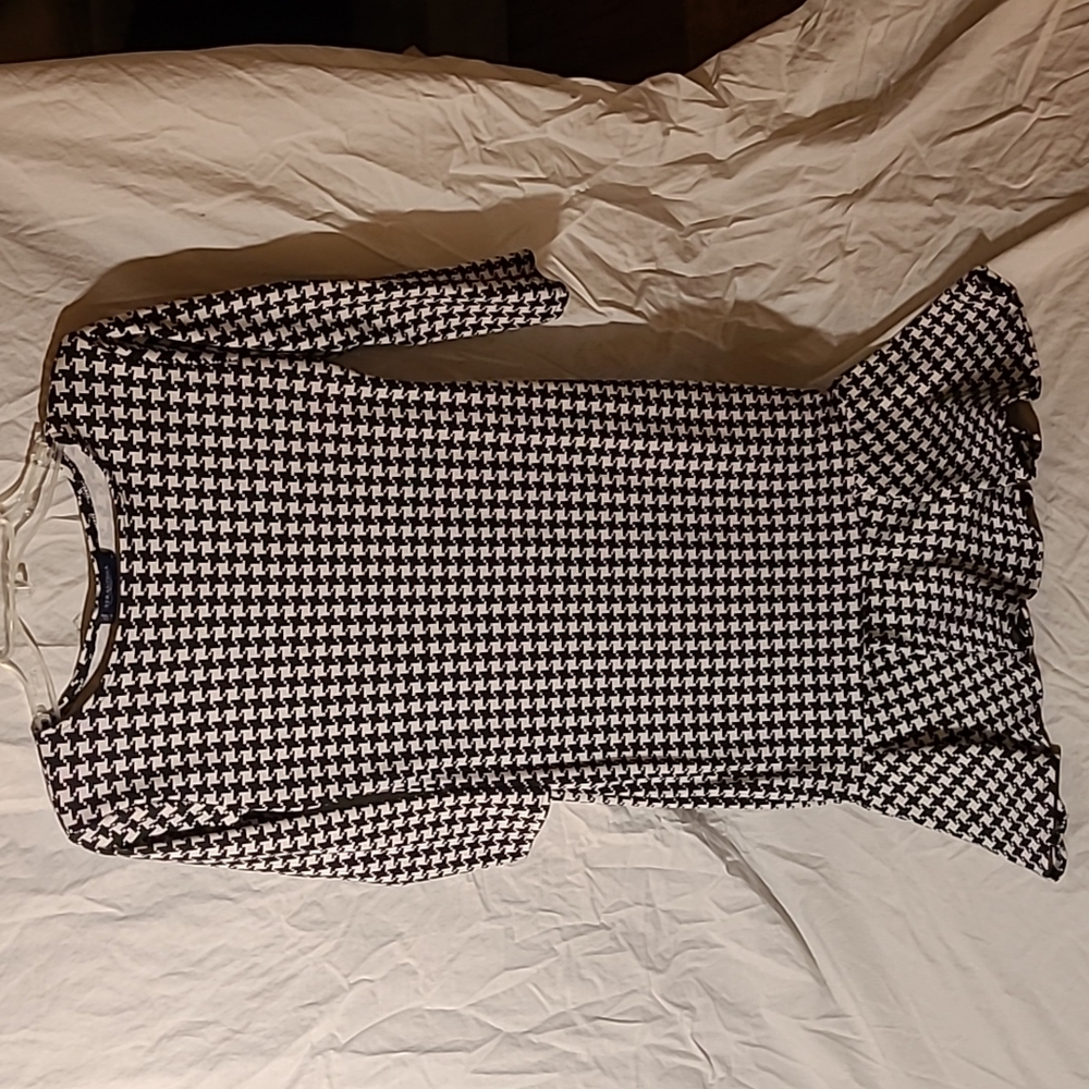 3/4 sleeve houndstooth dress